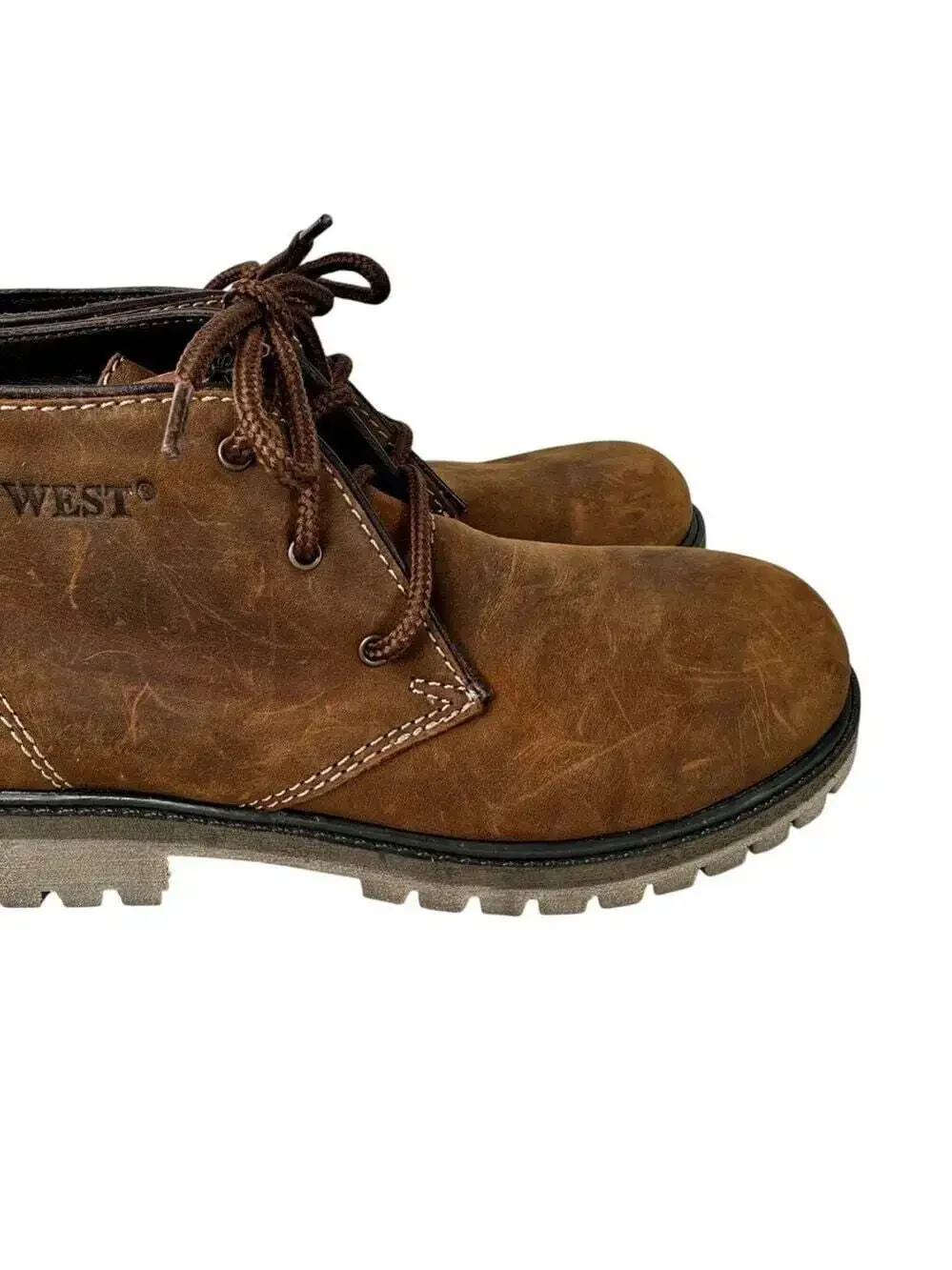 NWT Old West Boots Big Kids Size 4.5D Brown Leather Rough Outdoors Rugged